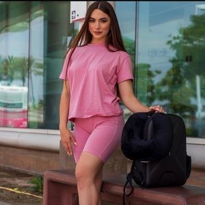 Beautiful biker short set in rose pink all sizes Available S,M,L